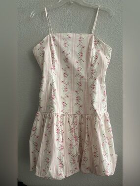 Thirty Thirty Pink Floral Striped Spaghetti Strap Sundress